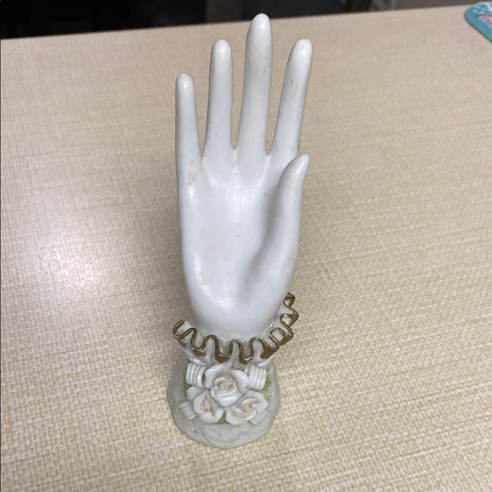 White and Gold Hand Sculpture Decor Accent